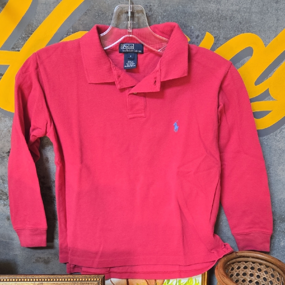 Polo by Ralph Lauren Kids' Red Long Sleeve Polo Size 7